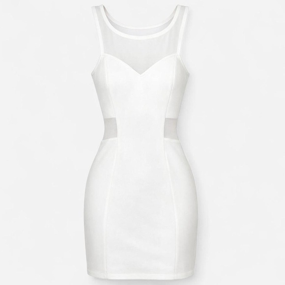 Arden B Dresses & Skirts - Arden B Vintage White Sheer Bodycon fitted mini dress small